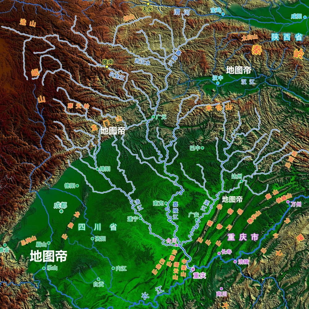 四川省嘉陵江流域地图图片