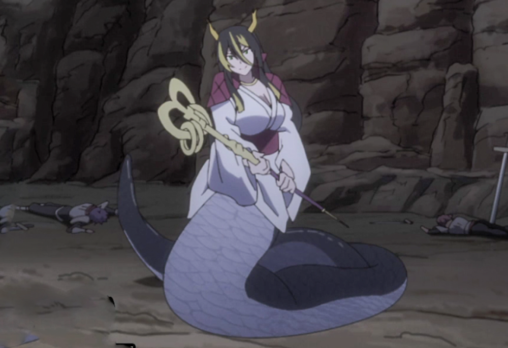 第二种是人蛇形态,就是人身蛇尾,这是阿尔薇思战斗姿态,变身成人蛇