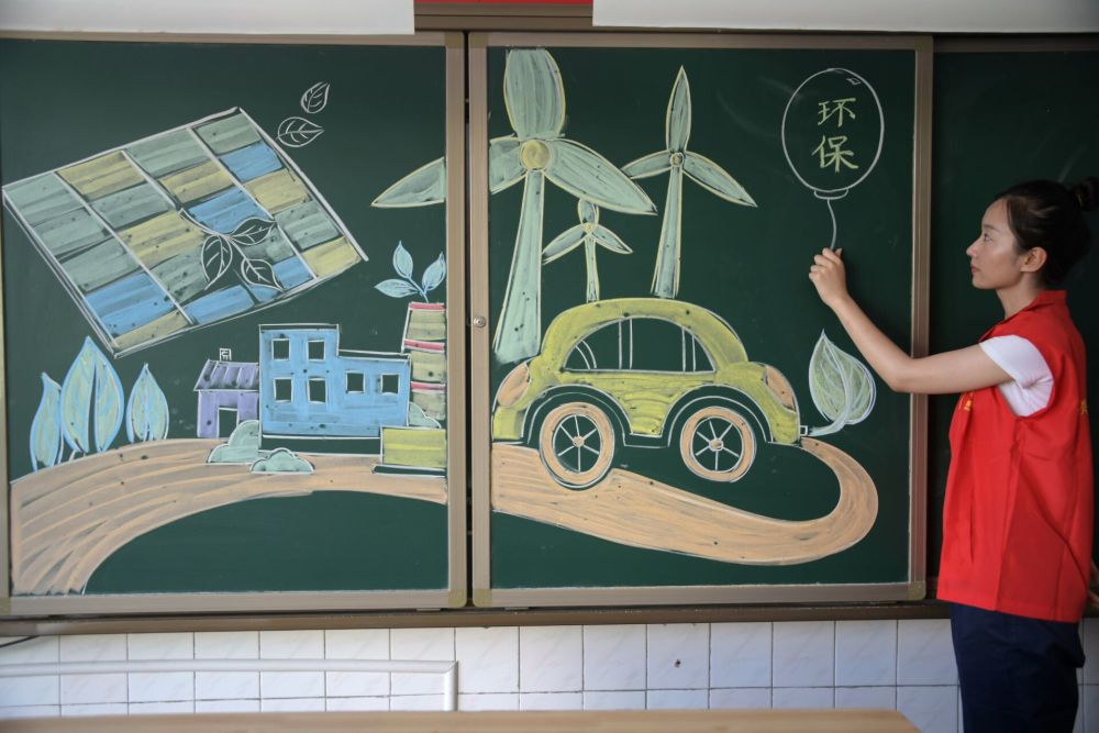 组图|有趣!创意黑板画,倡导低碳生活