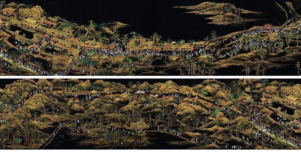 遍及江南的名胜古迹,《万笏朝天图》就再现了乾隆皇帝下江南的盛况,也