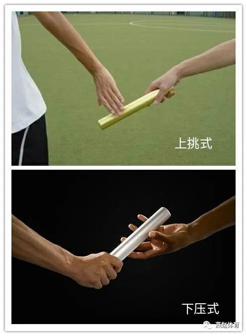 交接棒的姿势分为上挑式和下压式两种,而哪种方法