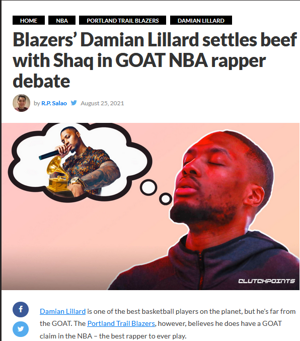 谁是nba说唱第一人?利拉德再次放豪言:无疑是我,奥尼尔和我没法比!