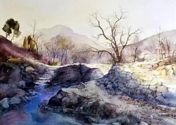 侯晓明水彩山水风景画欣赏