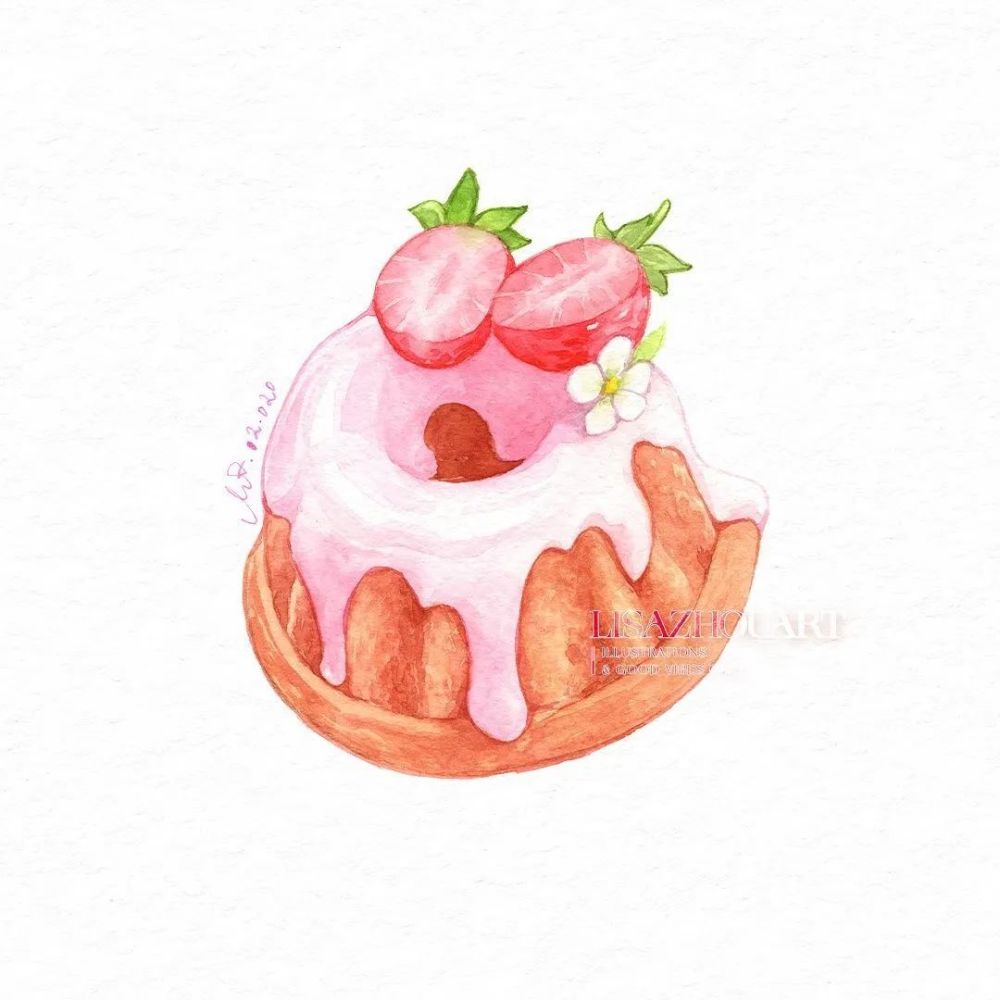水彩|水彩食物插画 lisa zhou 甜品 奶茶 冰淇淋