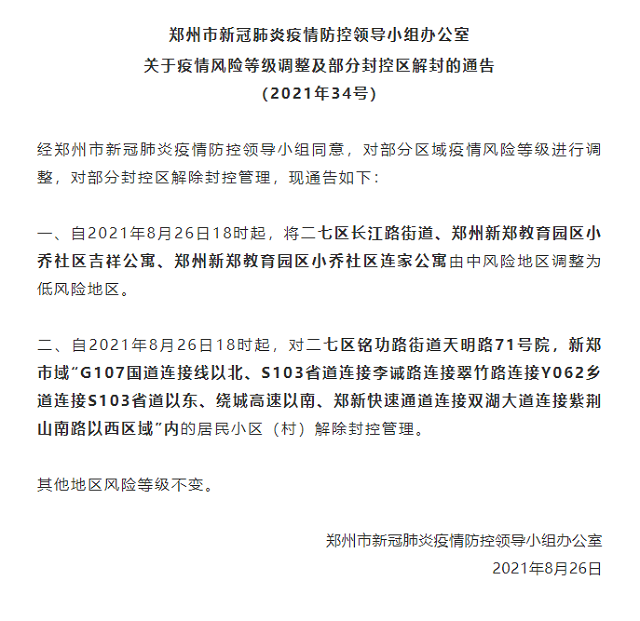 关于我院所在二七区长江路街道降为低风险区患者就诊须知&告外地患者
