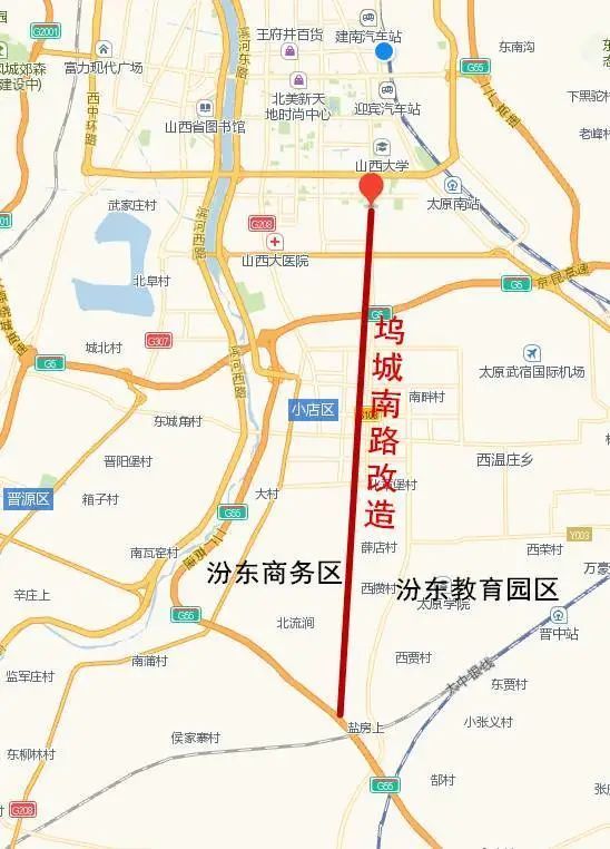 卧虎山快速路;向南打通4条道路:滨河东路南延至清徐,太太路大修至清徐