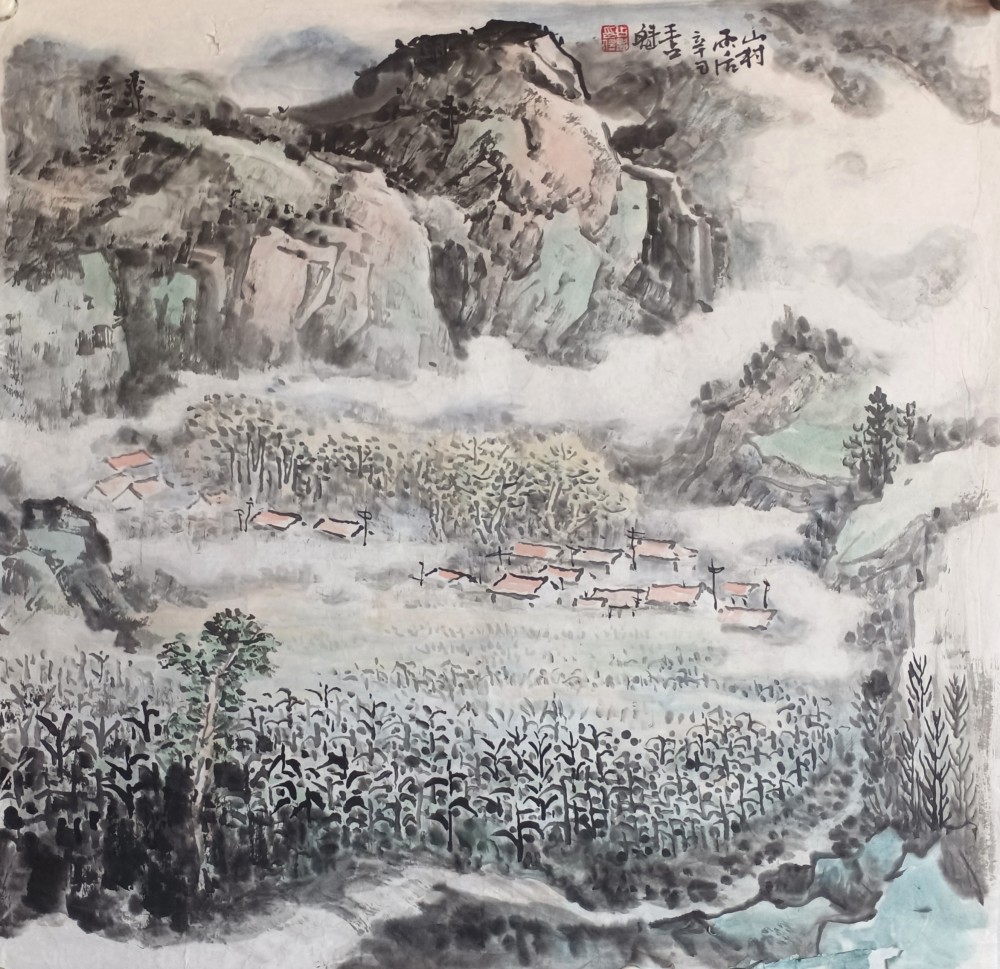 情在笔端画乡思著名画家王占魁乡村题材山水画欣赏