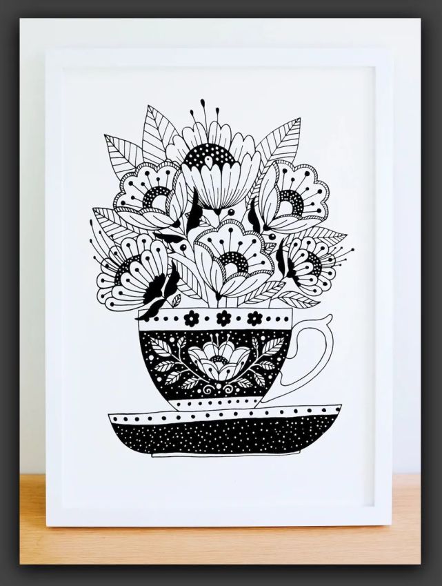 线描素材黑白画意一组唯美的绘画线描装饰画欣赏