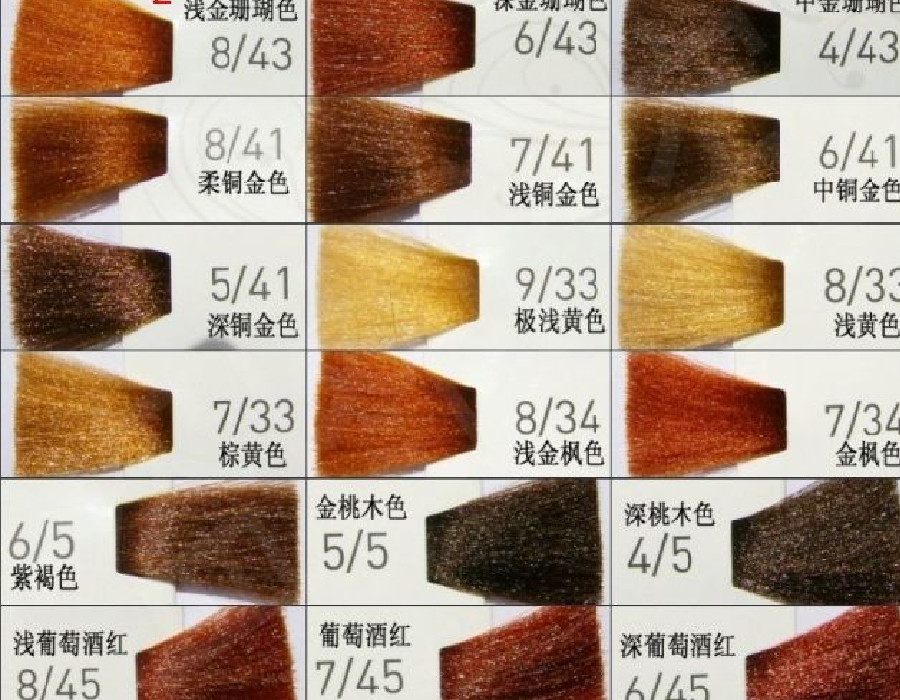 我们通过上面这个染发色板,对应上面的色号,就能知道不同的数字代表的