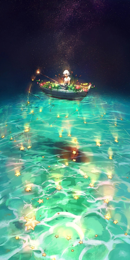 有着梦境般画面的人物插画通透的色彩给作品锦上添花