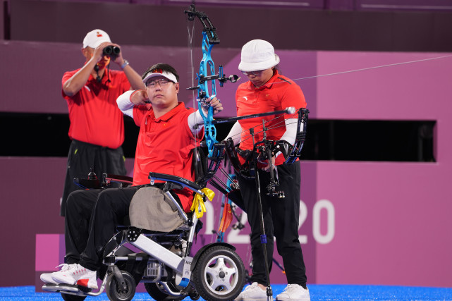 (东京残奥会)射箭——中国队夺得混合团体复合弓公开级冠军