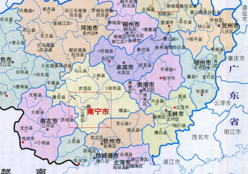 廣西的區劃調整14個地級市之一南寧市如何有12個區縣