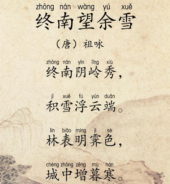 4/终南望余雪主考官也并非庸碌之辈,认真地看完祖咏的四句诗后,将试卷