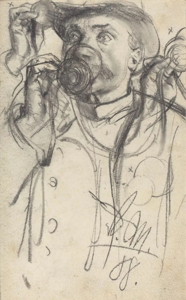 门采尔的许多素描作品,都是在日常生活中随手画出来的,在晚会上,宫廷