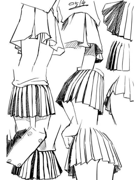 今日有学动漫女生百褶裙的画法正经教学来了