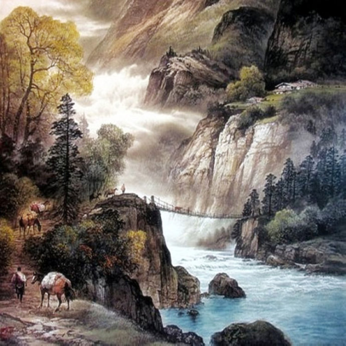 刘梁经彩墨山水画欣赏,画中有记忆中的童年