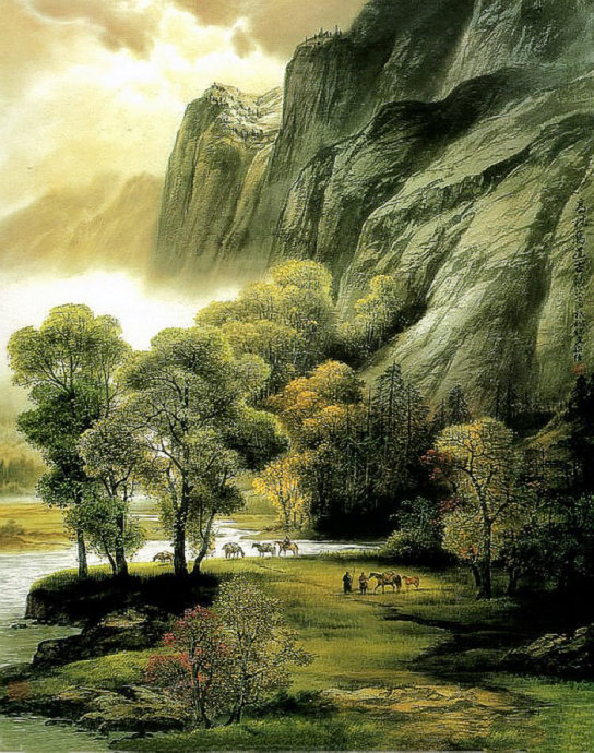 刘梁经彩墨山水画欣赏画中有记忆中的童年