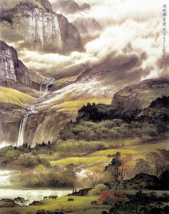 刘梁经彩墨山水画欣赏,画中有记忆中的童年