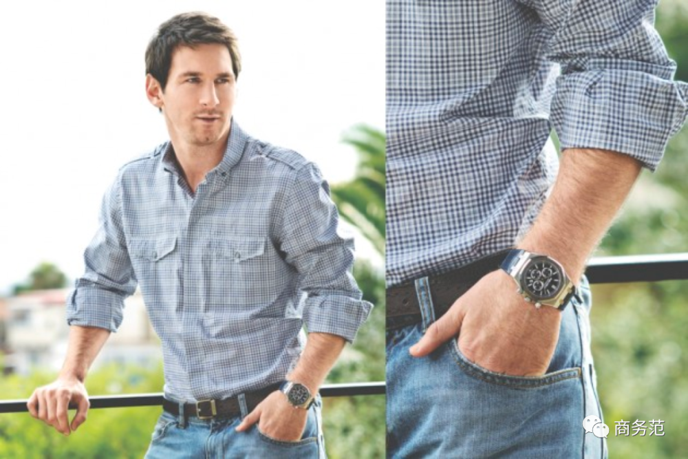 搭配休闲装也很有时尚感梅西之前还当过爱彼的形象大使,爱彼也曾发布