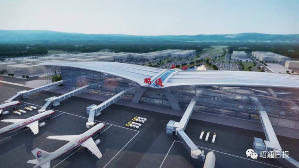 热火朝天的昭通新机场建设工地,与飞机忙碌起降的昭通机场相距15公里