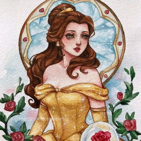 迪士尼公主水彩插画
