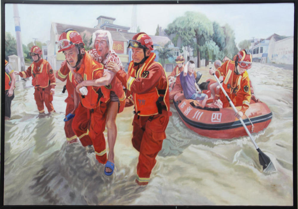 四川乐山抗洪主题作品展在省诗书画院美术馆开展