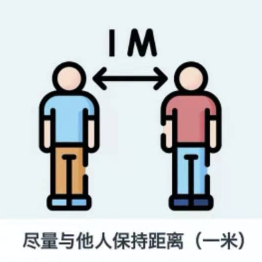 图书馆,食堂,室内运动场馆运动时,注意与他人保持1米以上安全社交距离