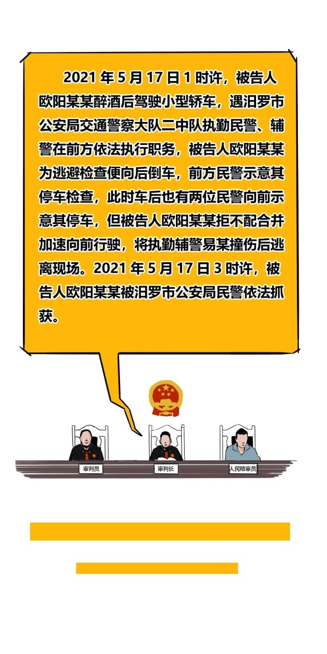 2021年8月17日,湖南省汨罗市人民法院对一起危险驾驶罪和袭警罪案件