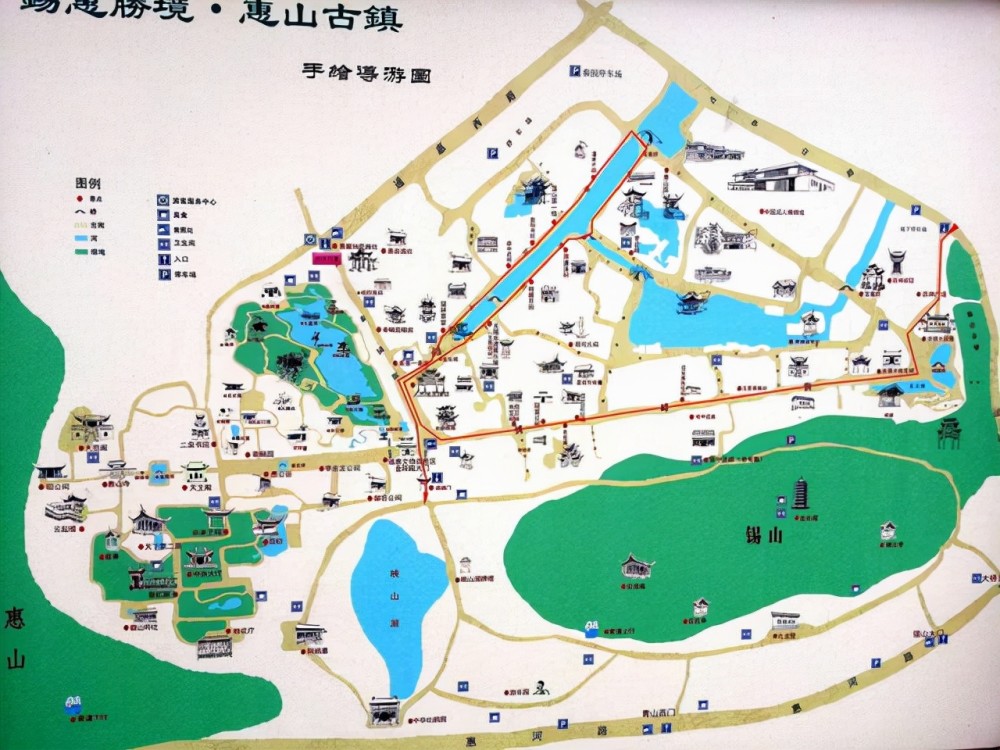 惠山古镇游览路线图图片