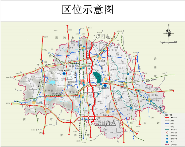 市與漯河市萬金鎮交界處,終點位於駐馬店市東夏莊南與信陽市交界處