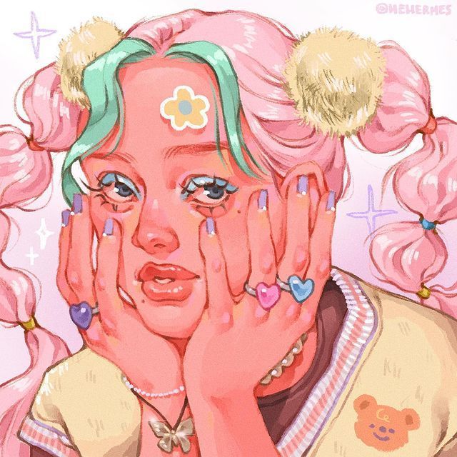 糖果色女孩头像插画师hehermes