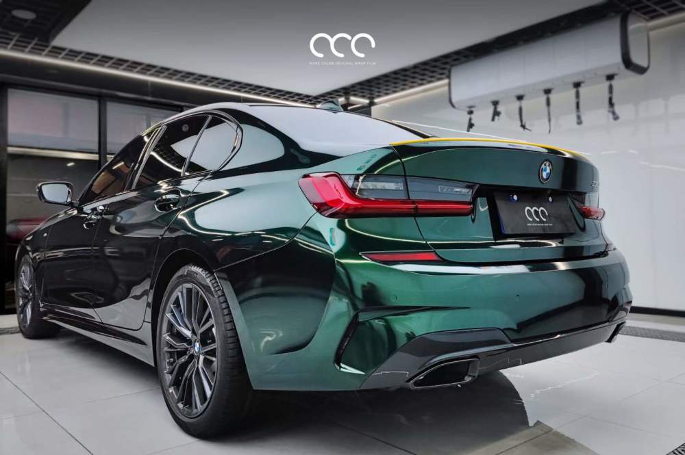宝马330l汽车贴膜漫彩改色膜英伦绿