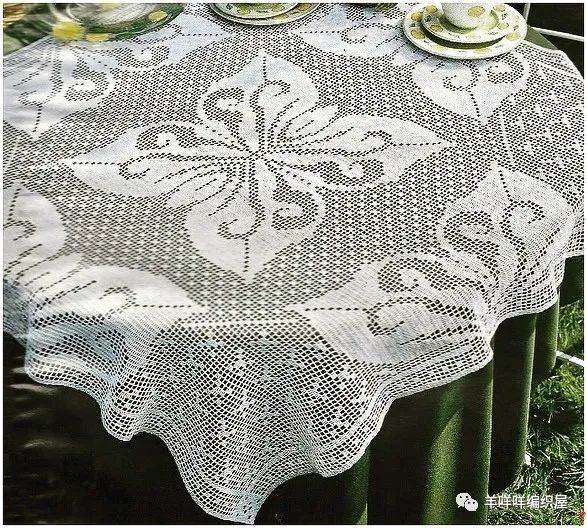 方格钩正方形钩针桌布