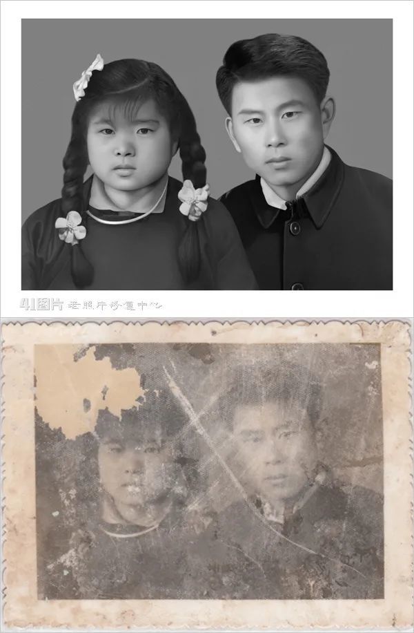 60年代破损半身结婚照修复,弥补心中无法释怀的愧疚