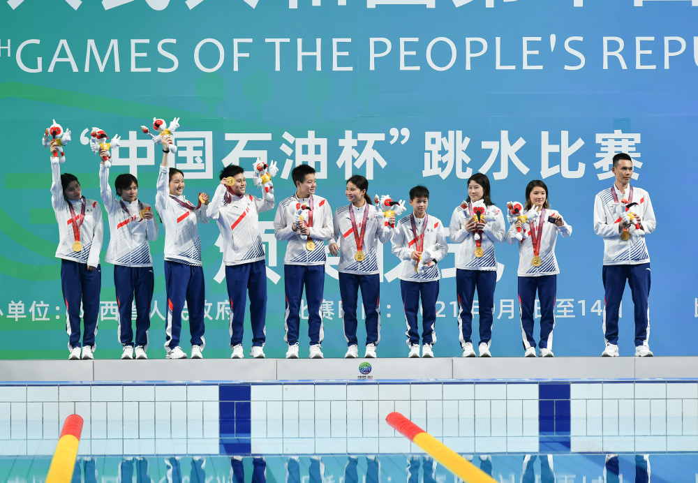 奥运冠军齐聚全运会跳水女团赛事,广东队以绝对优势夺金