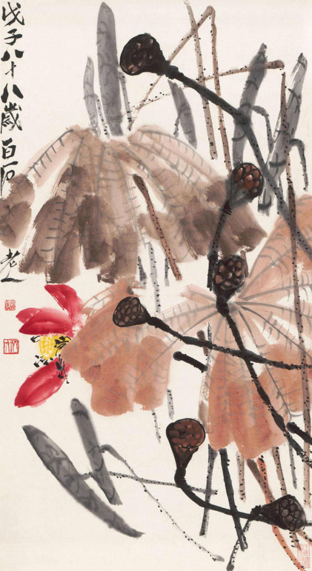 白露齐白石花鸟画秋荷余香