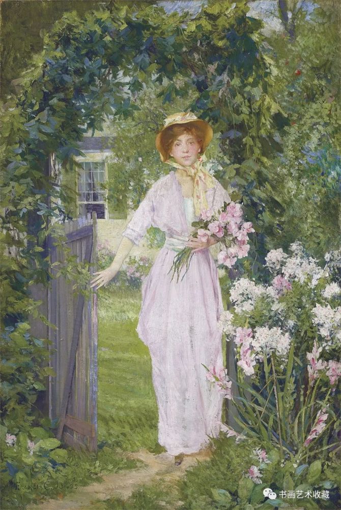 美国绘画:花园里的女人