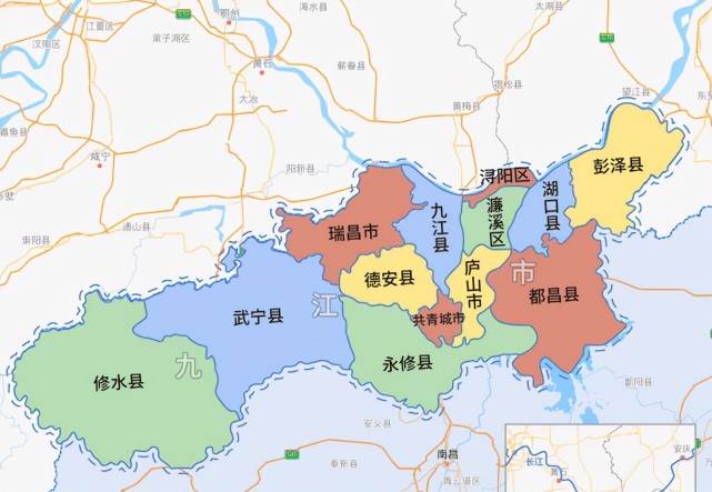 江西省的区划调整,11个地级市之一,九江市为何有13个区县?