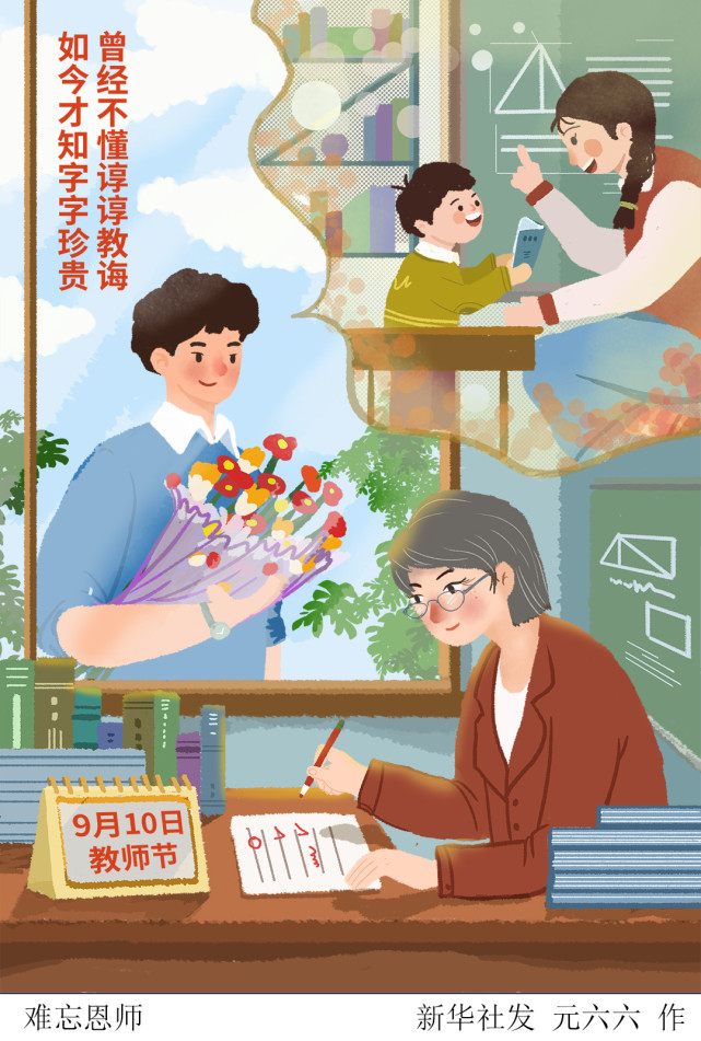 图表插画教师节难忘恩师