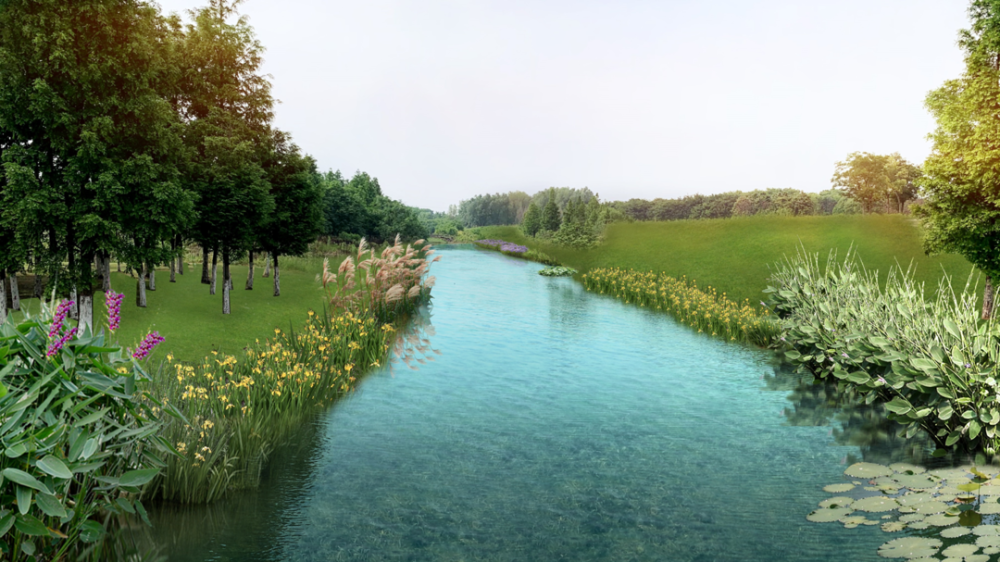 (谈家桥河预期效果图)值得一提的是,此次河道水生态修复的同时,将建设