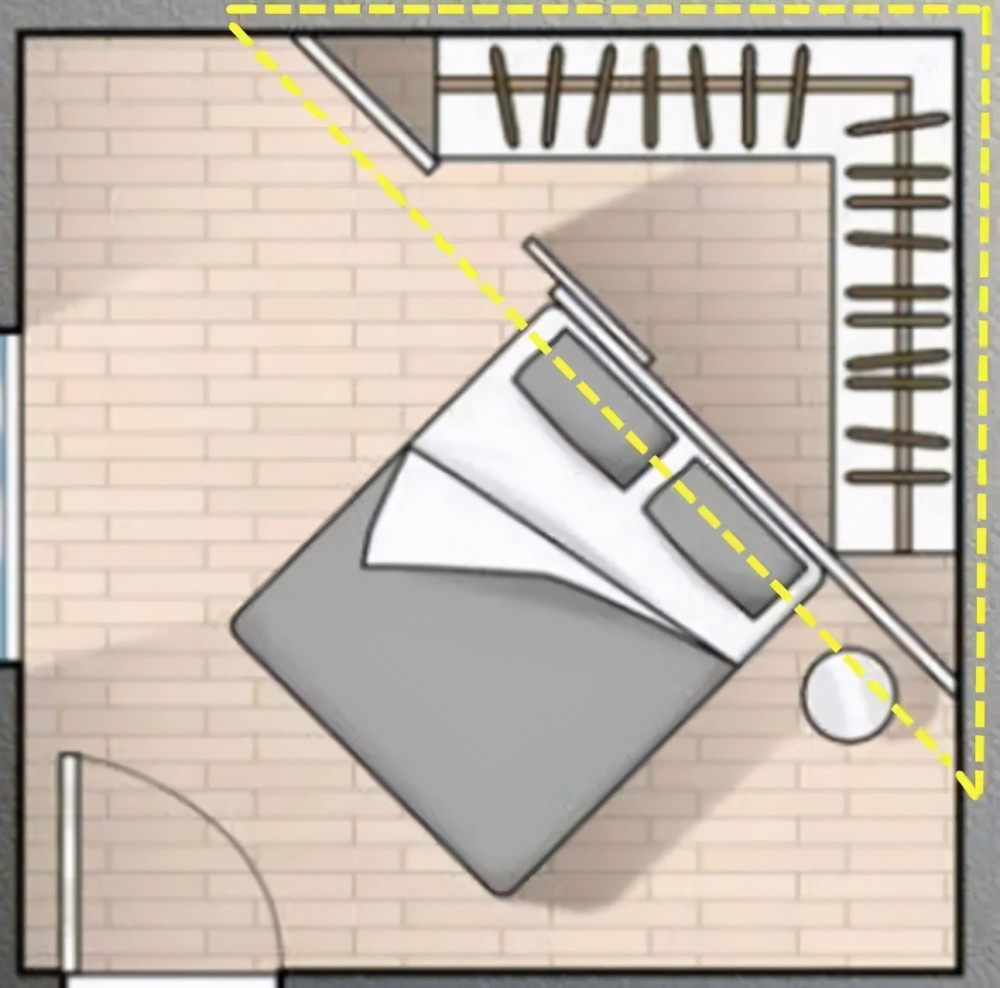床铺斜45度摆放能多出一个斜角衣帽间这简直是小户型的福音