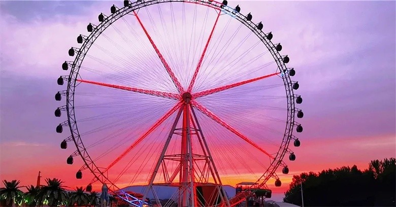 桥南摩天轮.大汉山晚霞余晖.