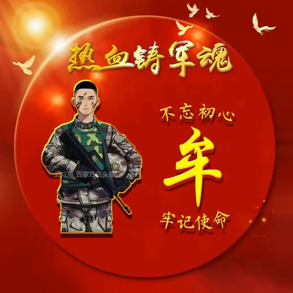 热血铸军魂军人专用姓氏头像不忘初心牢记使命