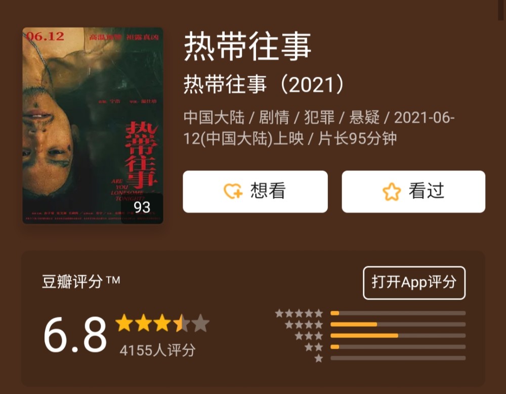 彭于晏新片《热带往事》豆瓣6.8分,最新点评浅尝辄止意犹未尽