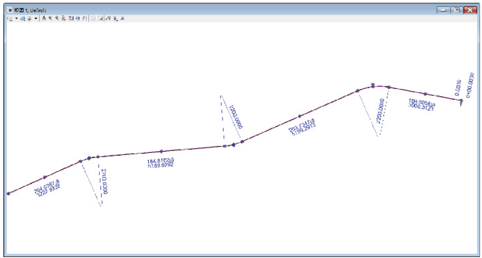 线路纵断面可以通过纵面几何工具,依据桩号,高程,坡度,竖曲线等元素