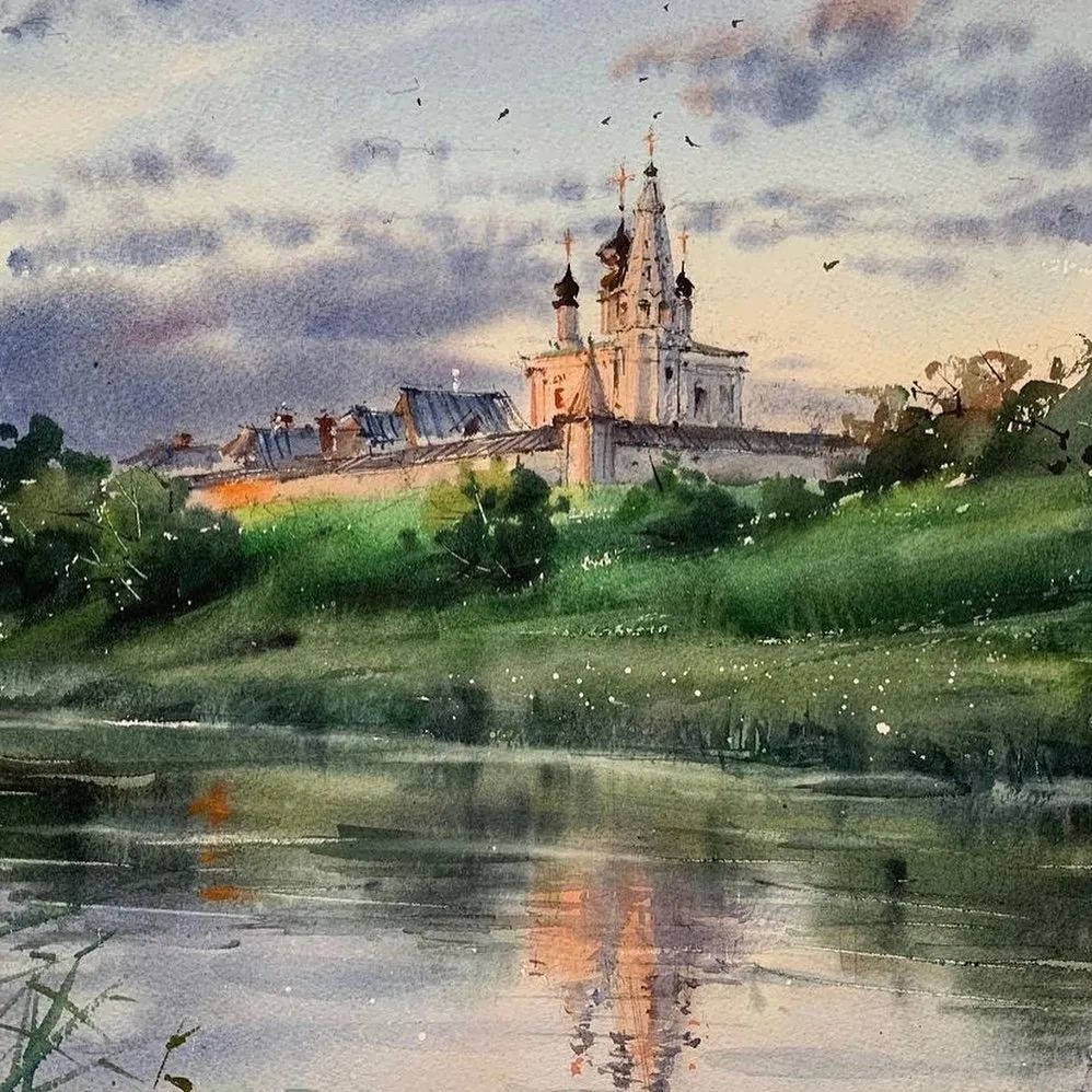水彩俄罗斯画家galinagomzina颜色干净的风景水彩