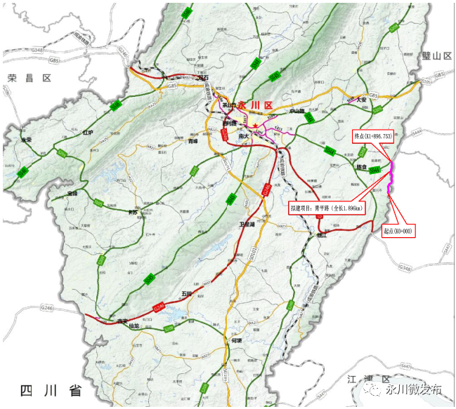 项目地理位置图永川区海棠大道新建工程全长3.