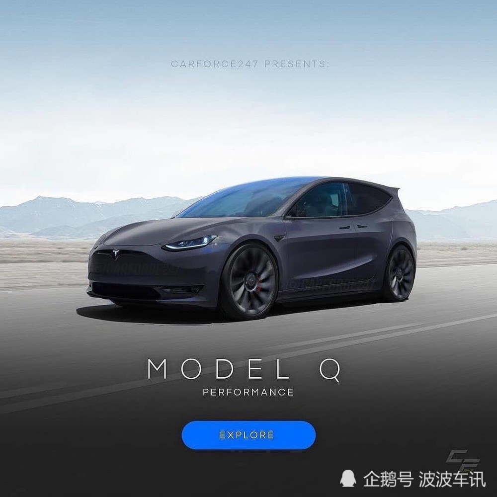 特斯拉modelq渲染图曝光采用两厢设计定位低于model3