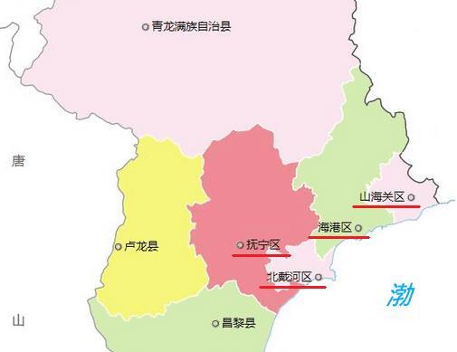 (秦皇岛还有个区叫抚宁区,是2015年新设立的县改区,其建成区跟主城区