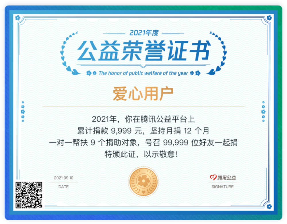 你的年度公益证书在这里～_腾讯新闻